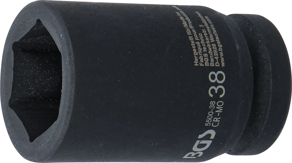 Kraft-Steckschlüssel-Einsatz Sechskant, tief, Antrieb Innenvierkant 25 mm (1"), SW 38 mm