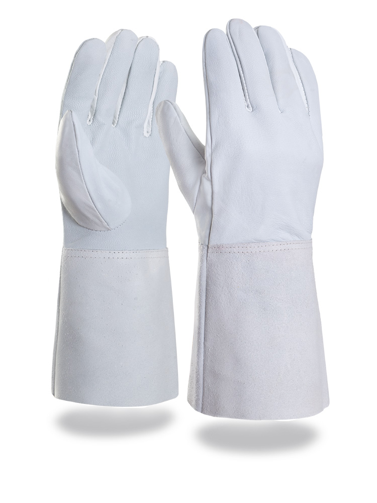 Schaf-Nappalederhandschuh mit Rindspaltleder-Stulpe | Länge 35 cm