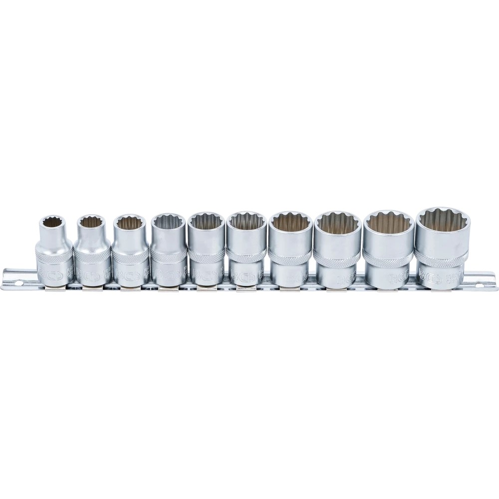 Steckschlüssel-Einsatz-Satz, Zwölfkant, Antrieb Innenvierkant 12,5 mm (1/2"), Zollgrößen, 10-tlg.