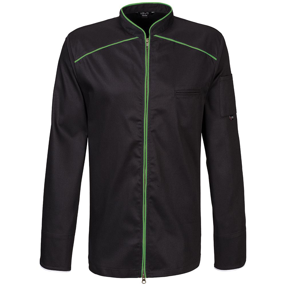 Kochjacke mit Paspel schwarz mit Paspel