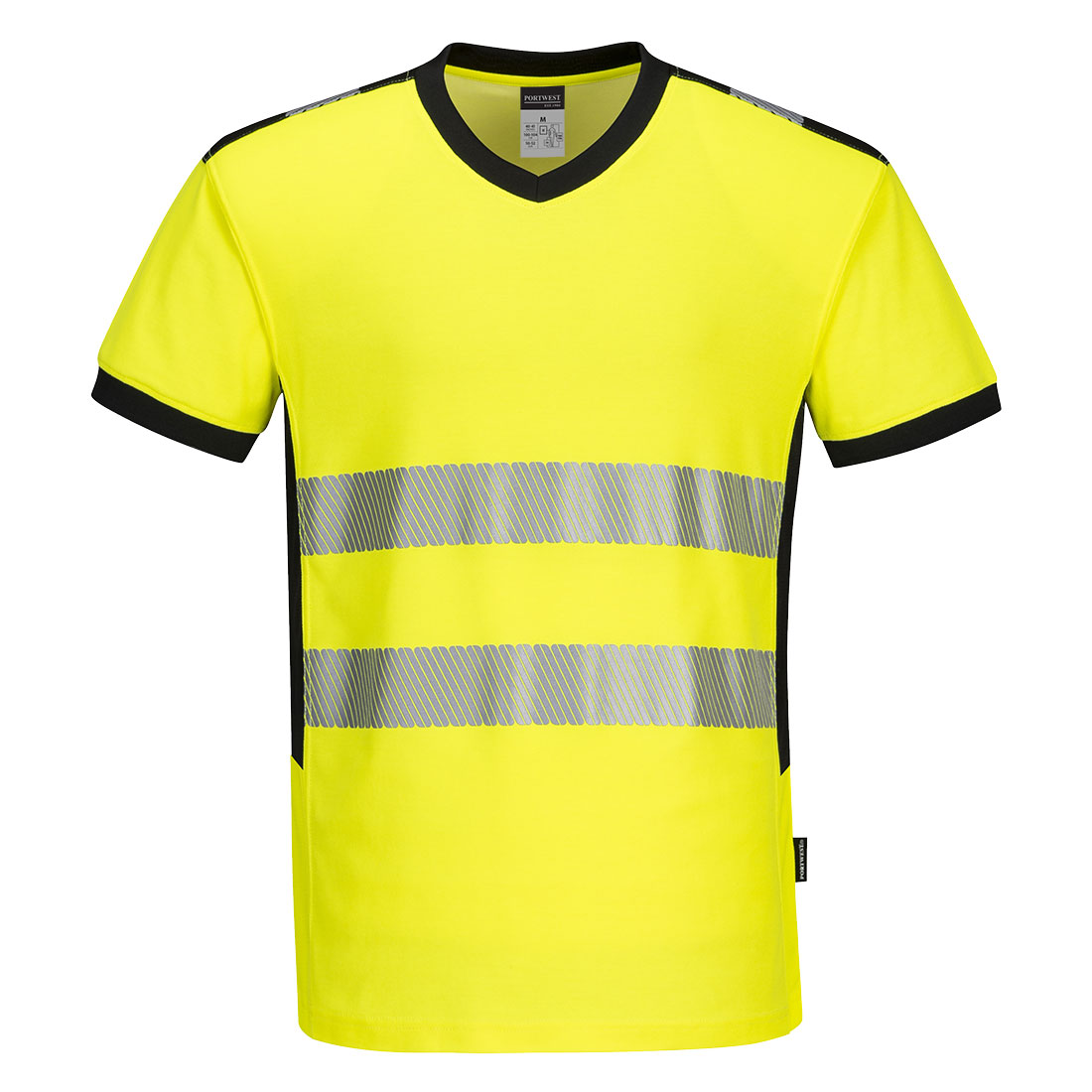 PW3 Hi-Vis T-Shirt mit V-Ausschnitt und Mesheinsatz kurzarm