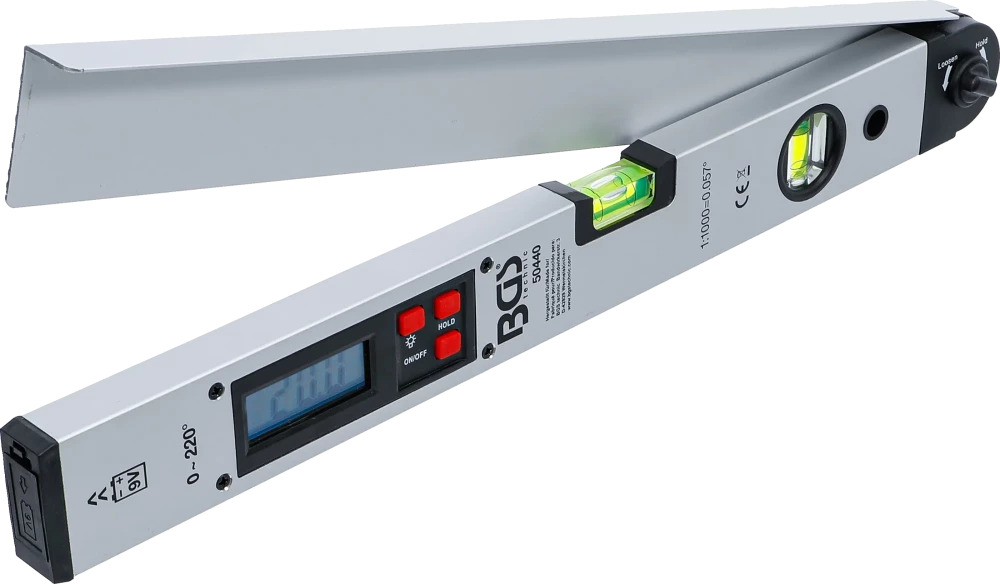 Digitaler LCD-Winkelmesser mit Wasserwaage, 450 mm