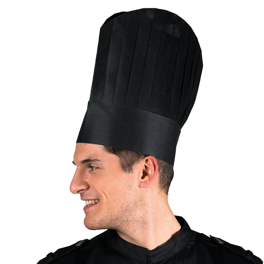 Einweg Papier-Kochmütze H 30 cm, schwarz, 10er Pack