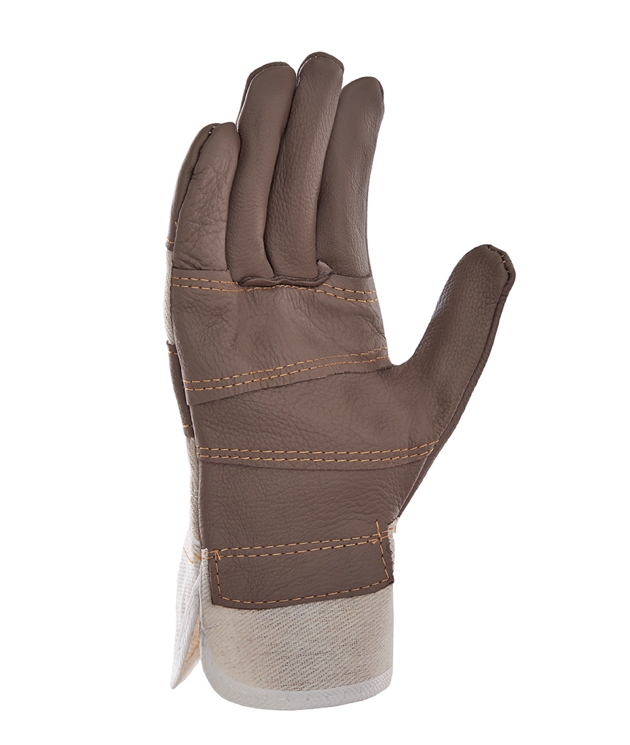 teXXor® Möbelleder-Handschuhe BRAUNE FARBEN Leder braun, Drell weiß