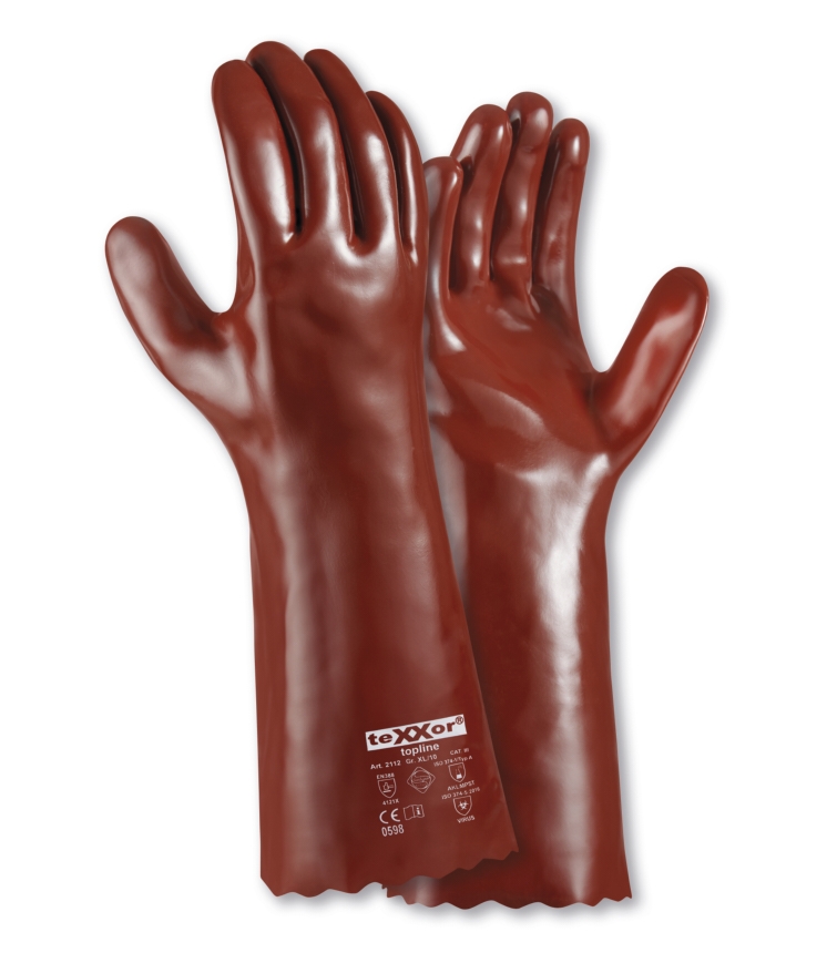 teXXor® Chemikalienschutz-Handschuhe PVC ROTBRAUN rotbraun