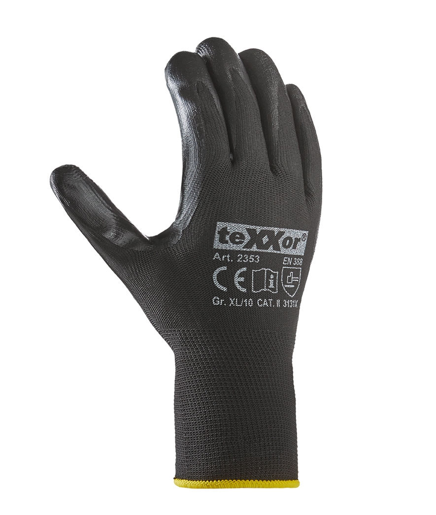 teXXor® Nitril-Handschuhe POLYESTER schwarz schwarz