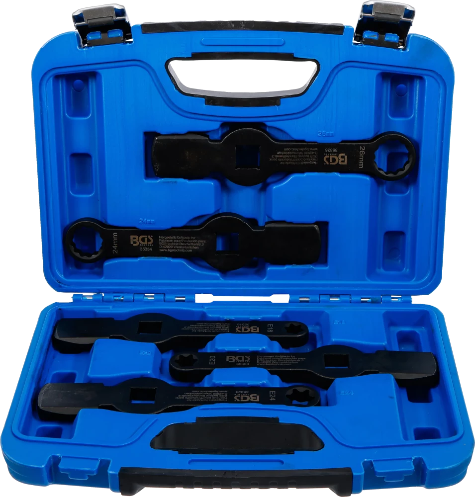Schlag-Ringschlüssel-Satz, Zwölfkant / E-Profil (für Torx), 5-tlg.