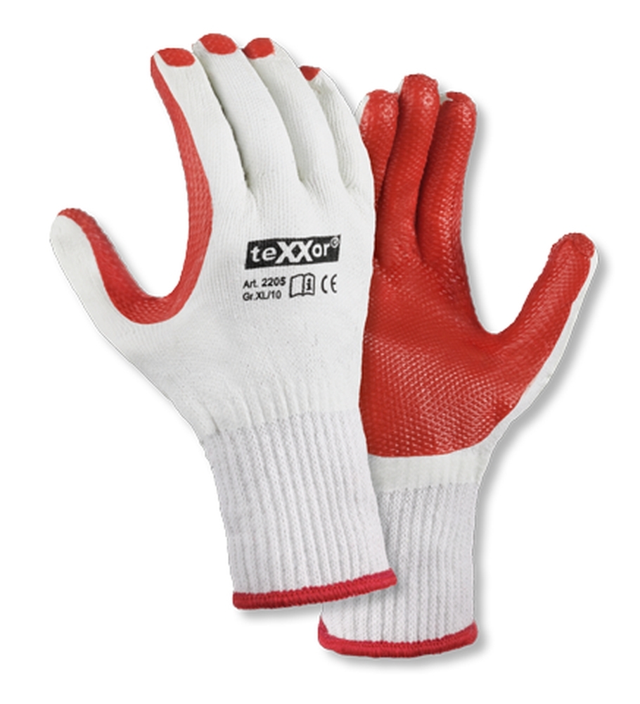 teXXor® Universalhandschuhe LATEXBESCHICHTET natur/rot