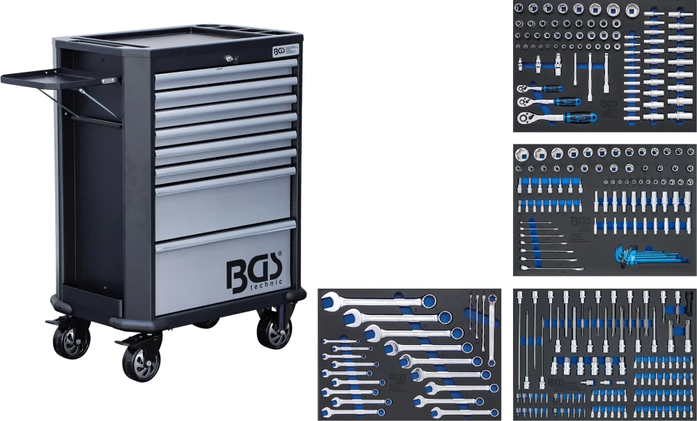 Werkstattwagen, 8 Schubladen, mit 296 Werkzeugen