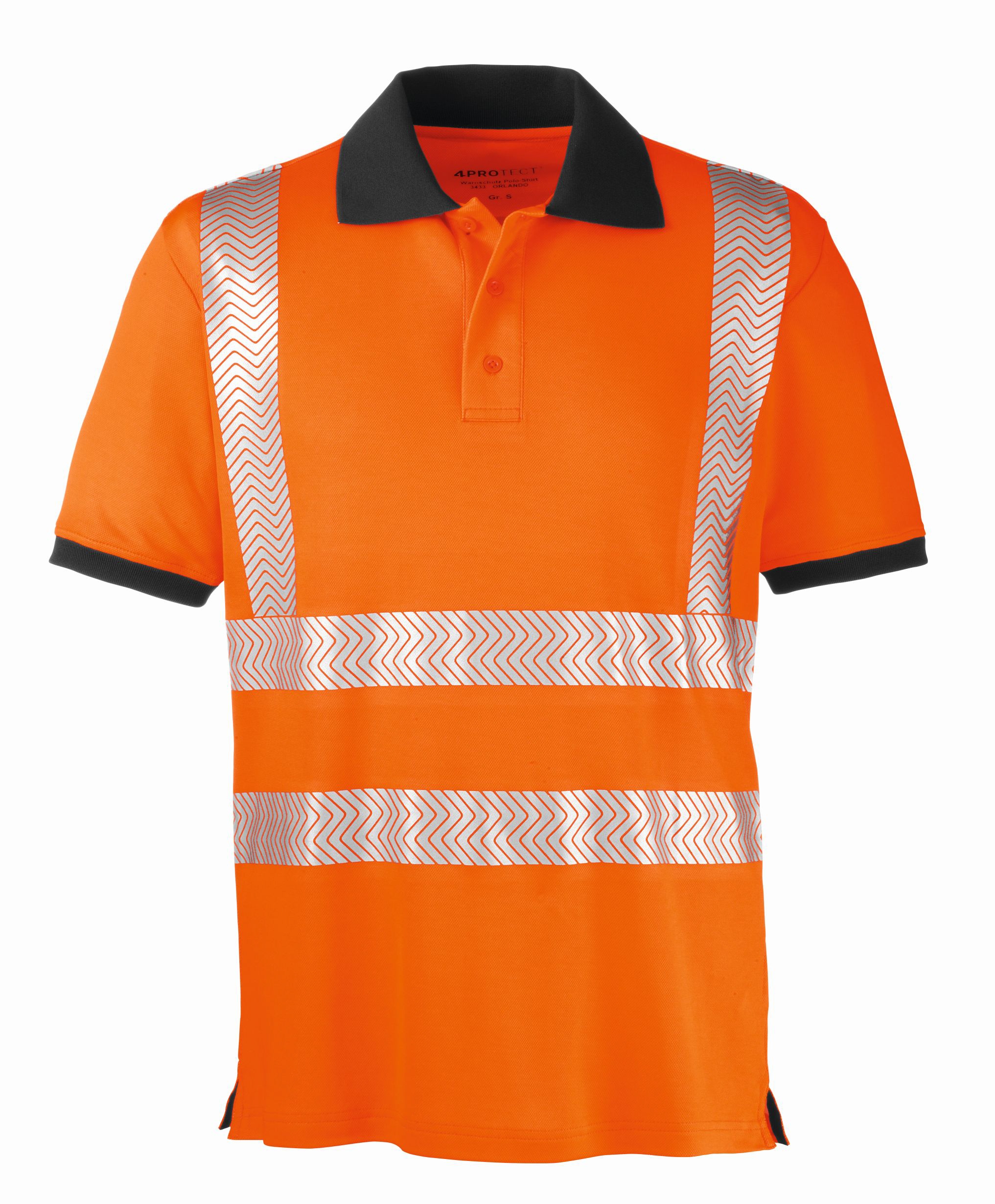 4PROTECT® Warnschutz UV-Poloshirt ORLANDO leuchtorange/grau