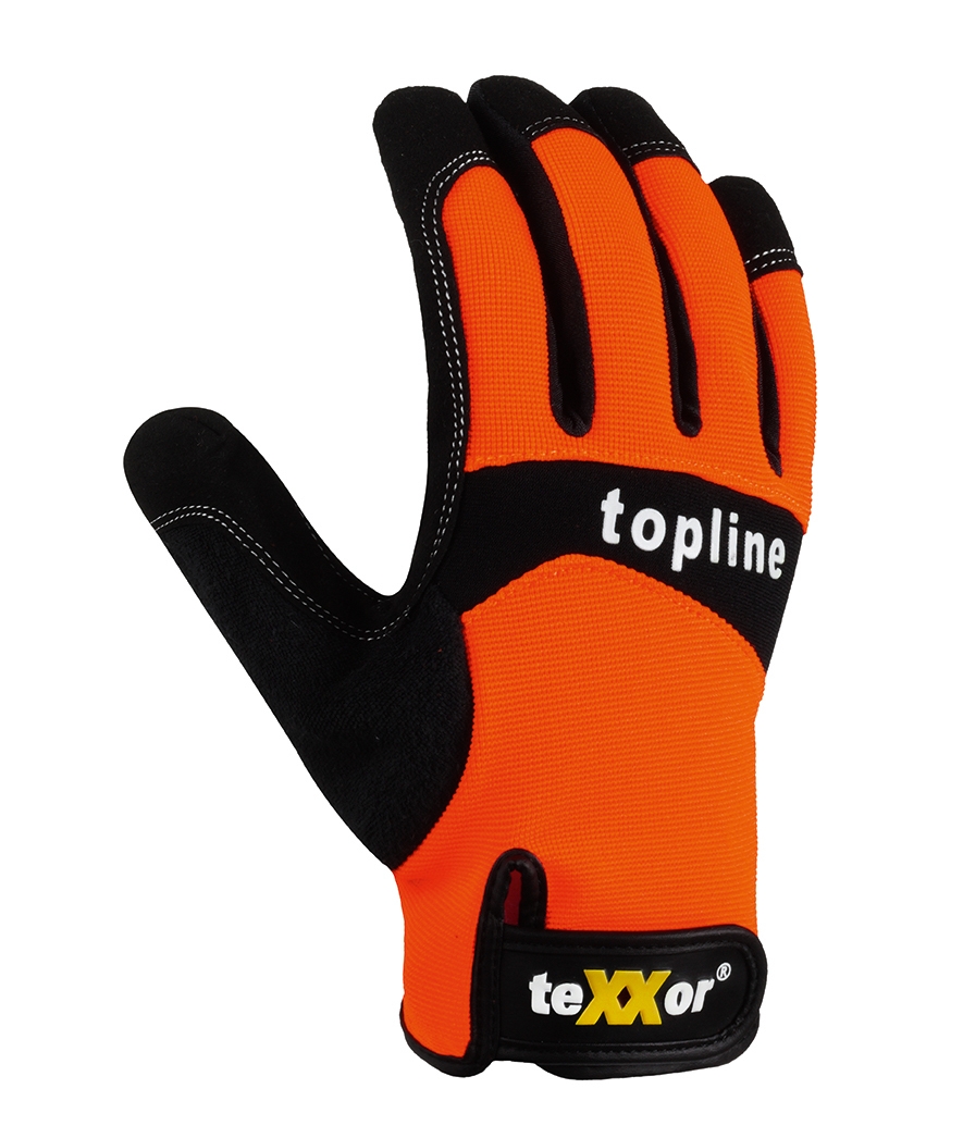 teXXor® Kunstleder-Handschuhe IRVINE, SB-Verpackung orange/schwarz/grau