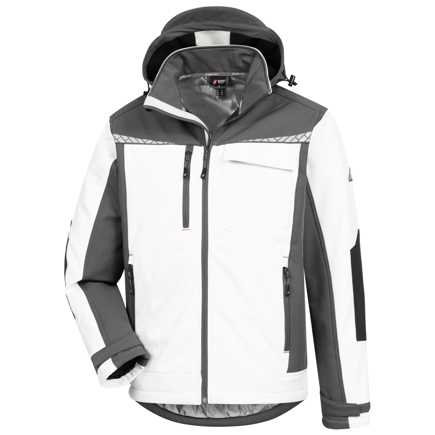 Kapuze MOTION TEX PLUS Softshelljacke weiß / grau