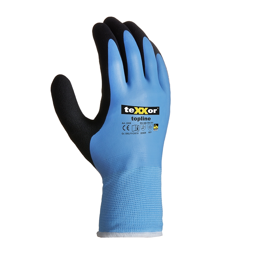teXXor® Winterhandschuhe LATEX blau/schwarz