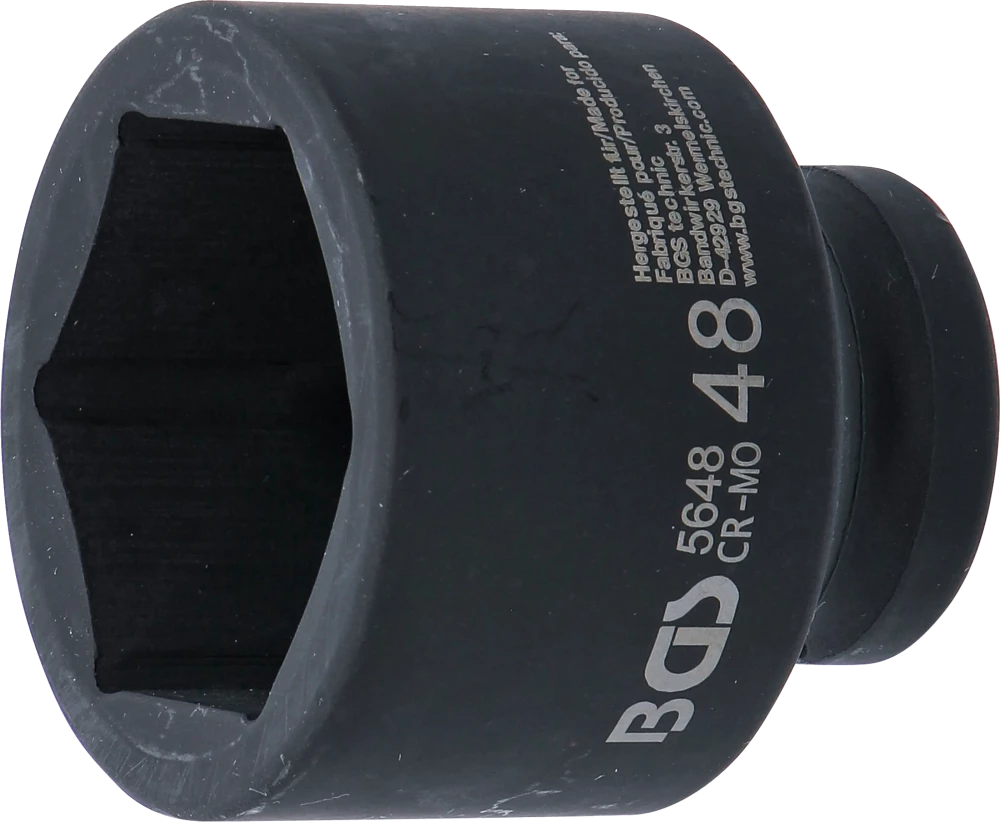Kraft-Steckschlüssel-Einsatz Sechskant, Antrieb Innenvierkant 20 mm (3/4"), SW 48 mm