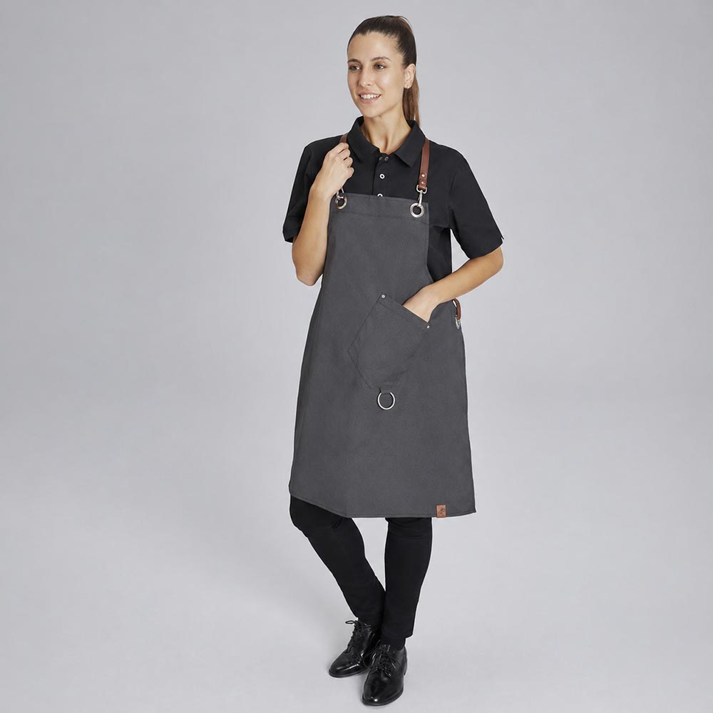 Latzschürze Casual Style mit X-Kreuzung, graphit, B 70 x L 80 cm