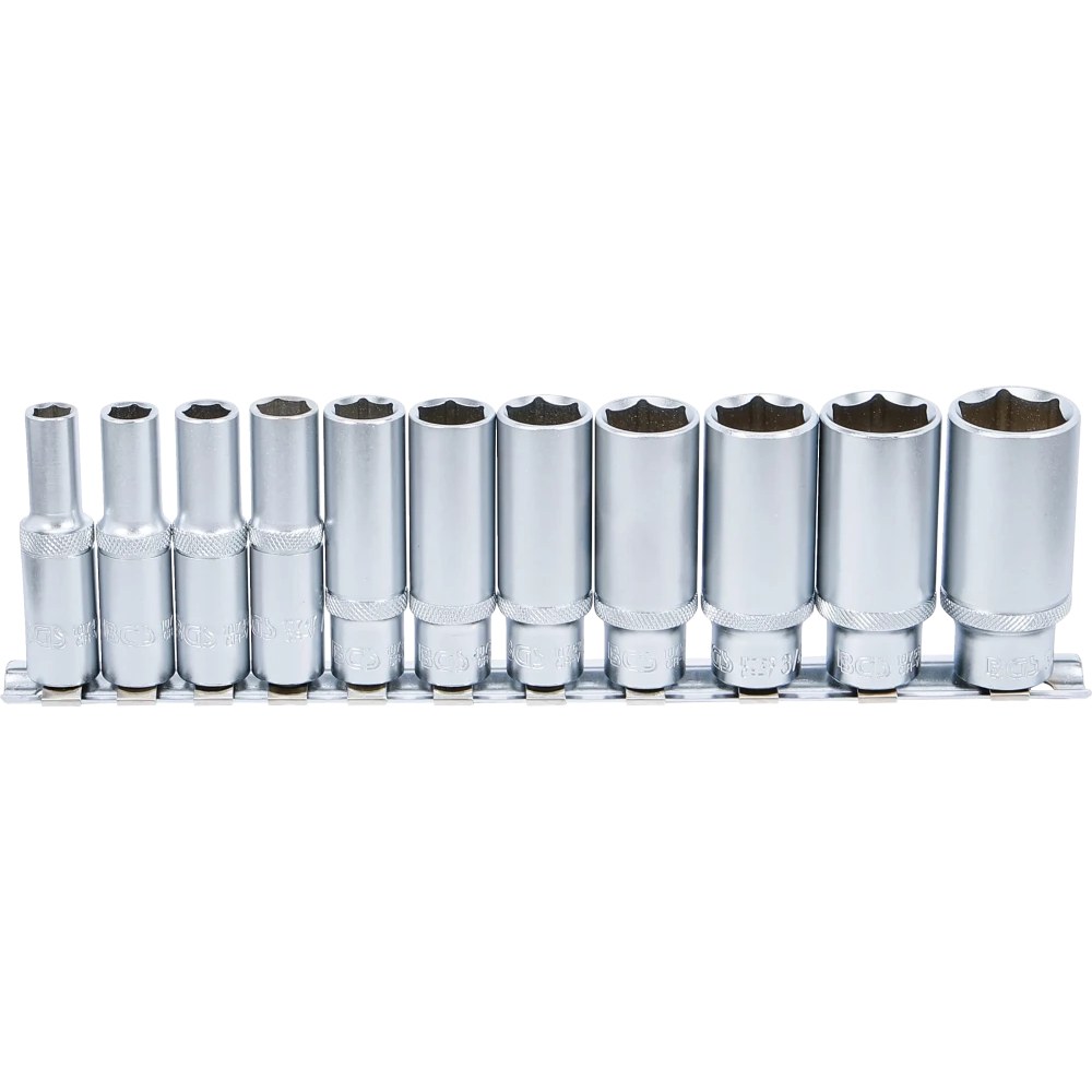 Steckschlüssel-Einsatz-Satz Sechskant, tief, Antrieb Innenvierkant 10 mm (3/8"), Zollgrößen, 11-tlg.