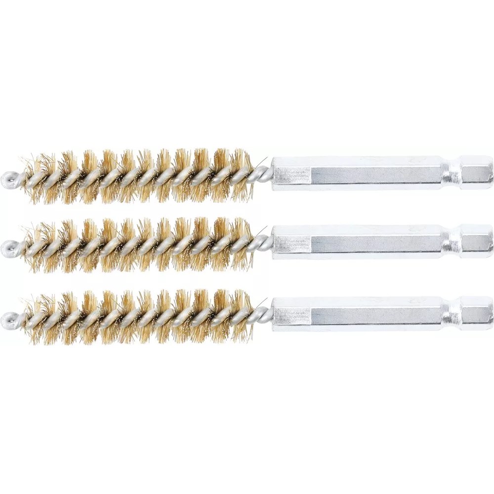 Messingbürste, 11 mm, Antrieb Außensechskant 6,3 mm (1/4"), 3-tlg.