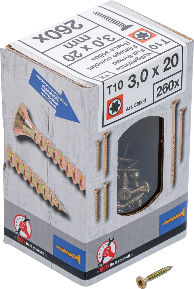 Mehrzweckschrauben, T-Profil (für Torx) T10, 3,0 x 20 mm, 260 Stück
