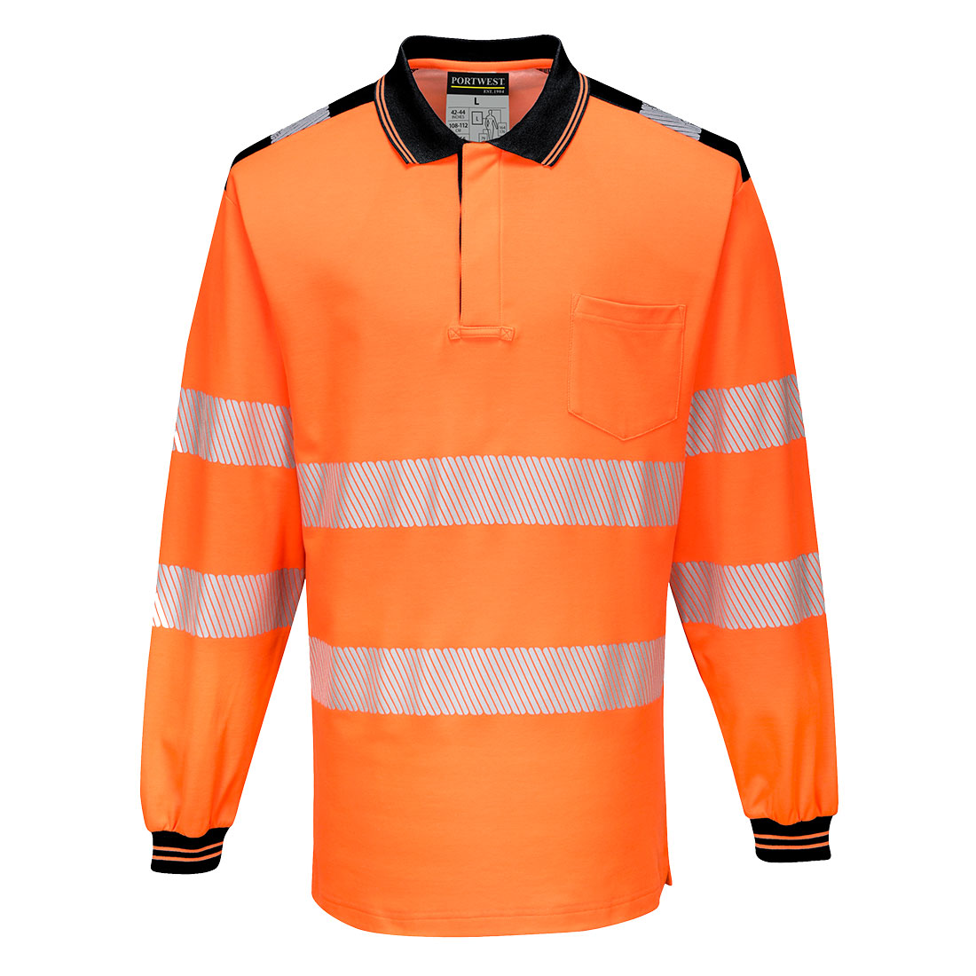 PW3 Hi-Vis Cotton Comfort Polo Shirt, langarm