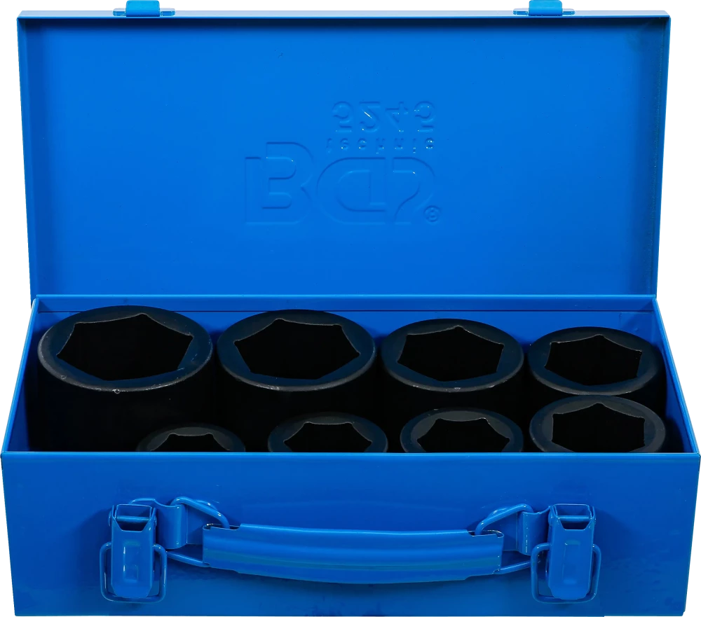Kraft-Steckschlüssel-Einsatz-Satz Sechskant, Antrieb Innenvierkant 25 mm (1"), SW 27 - 50 mm, 8-tlg.