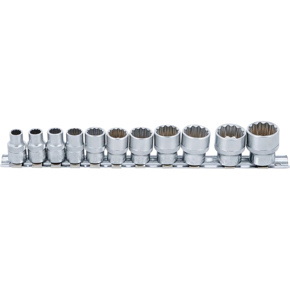 Steckschlüssel-Einsatz-Satz, Zwölfkant, Antrieb Innenvierkant 10 mm (3/8"), Zollgrößen, 11-tlg.