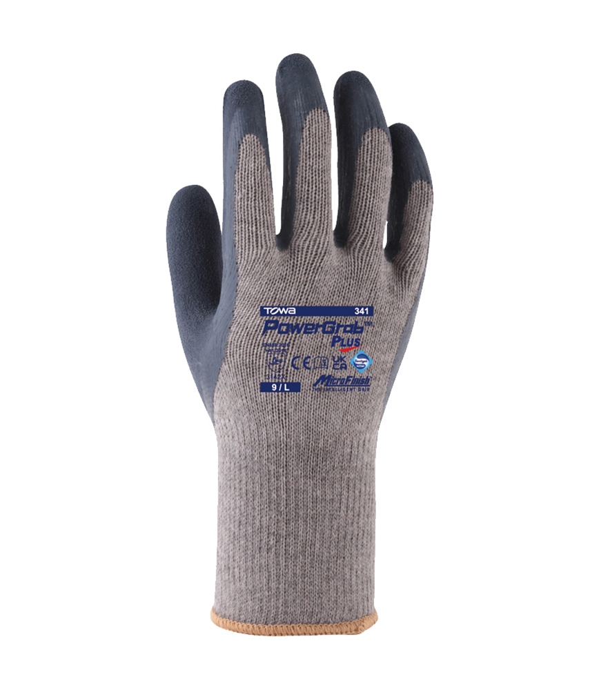 TOWA® Baumwoll-/Polyester-Strickhandschuhe PowerGrab® Plus grau/blau