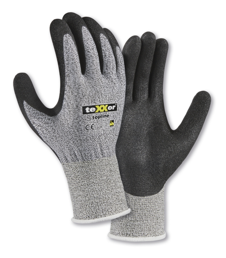 teXXor® Schnittschutz-Handschuhe NITRIL E grau meliert / schwarz