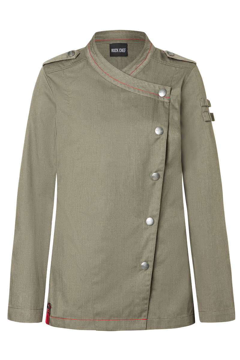 Long-Sleeve Women's Chef Jacket Denim-Style ROCK CHEF®-Stage2