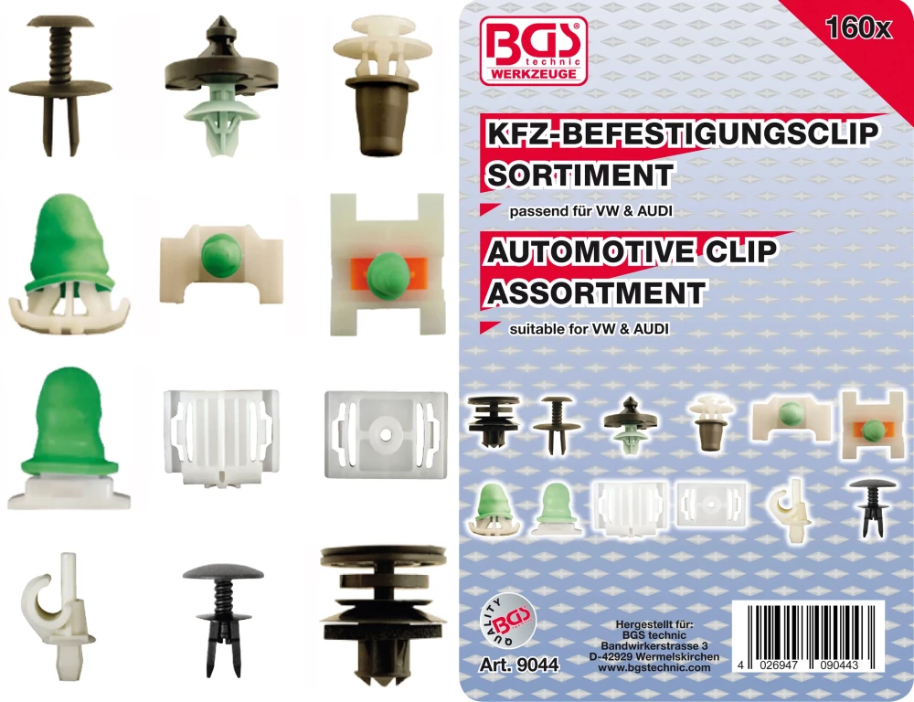 Kfz-Befestigungsclip-Sortiment für Audi, VW, 160-tlg.