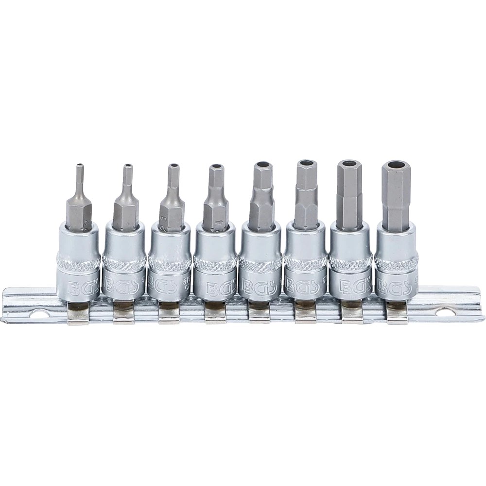 Bit-Einsatz-Satz, Antrieb Innenvierkant 6,3 mm (1/4"), Innensechskant mit Bohrung 2 - 7 mm, 8-tlg.