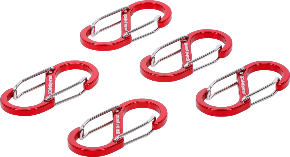 Karabinerhaken-Sortiment mit Doppelöffnung, Aluminium, 5-tlg.