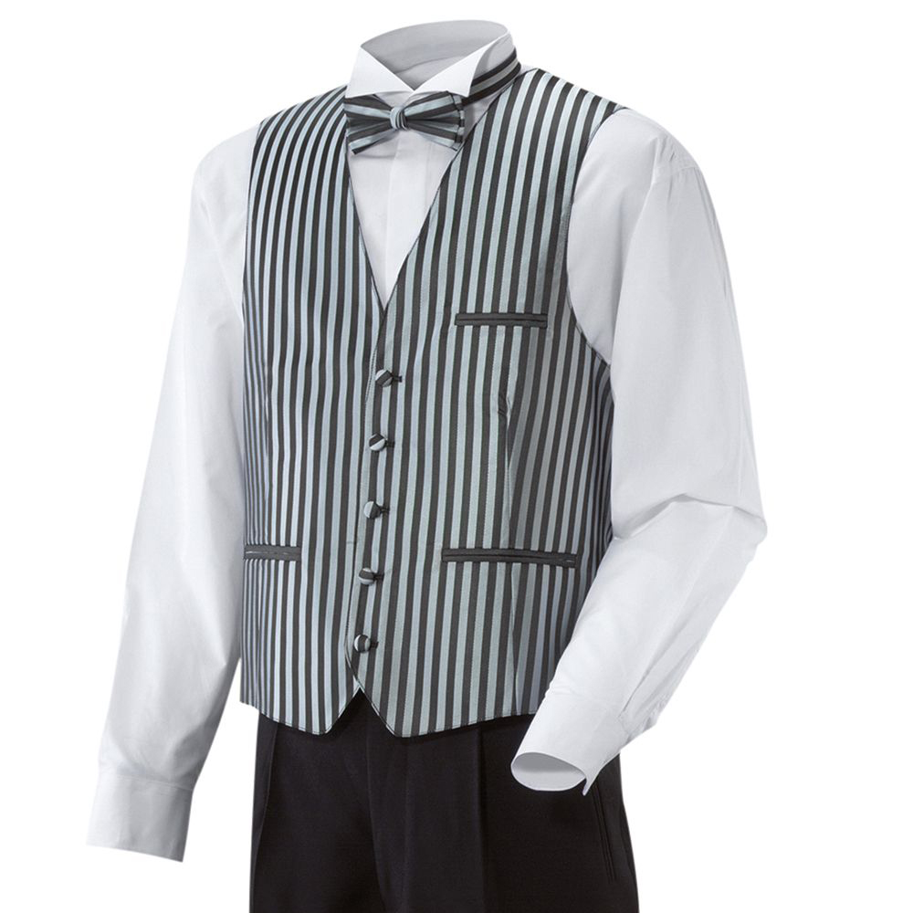 Herren Weste Blockstreifen silber/schwarz