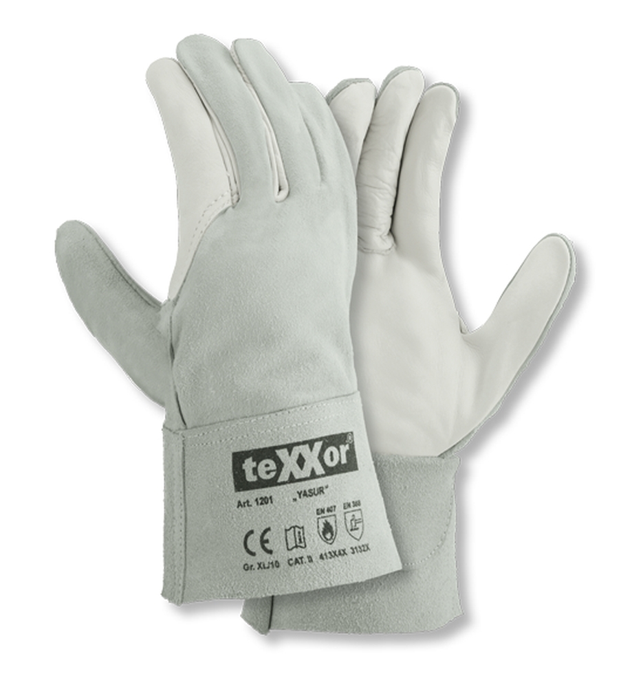 teXXor® Rindvoll-/Spaltleder Handschuhe YASUR natur
