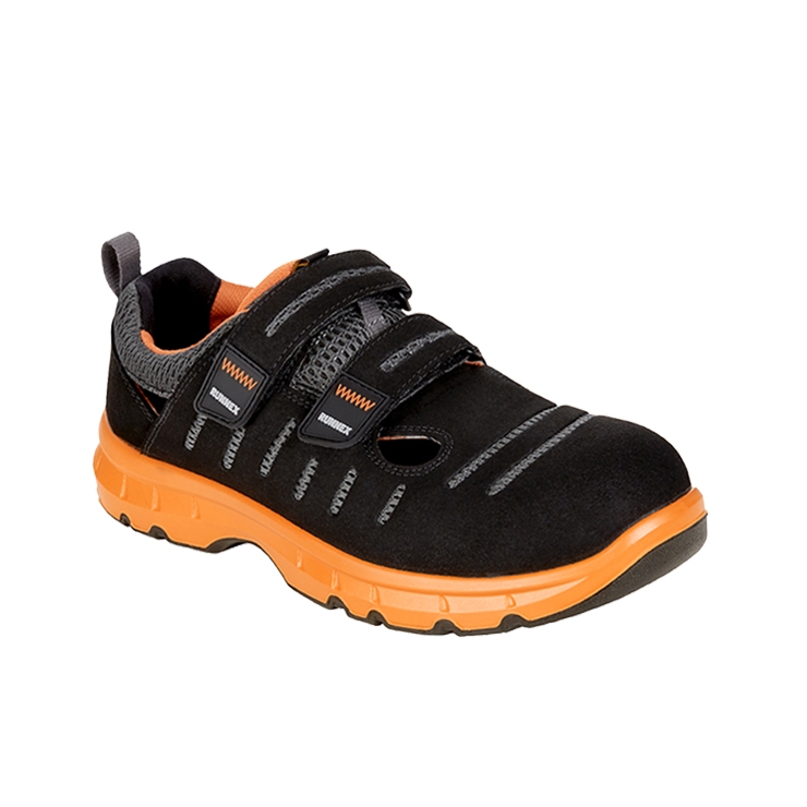 RUNNEX® S1PS-ESD-Sicherheitsklettsandalen FlexStar schwarz/orange