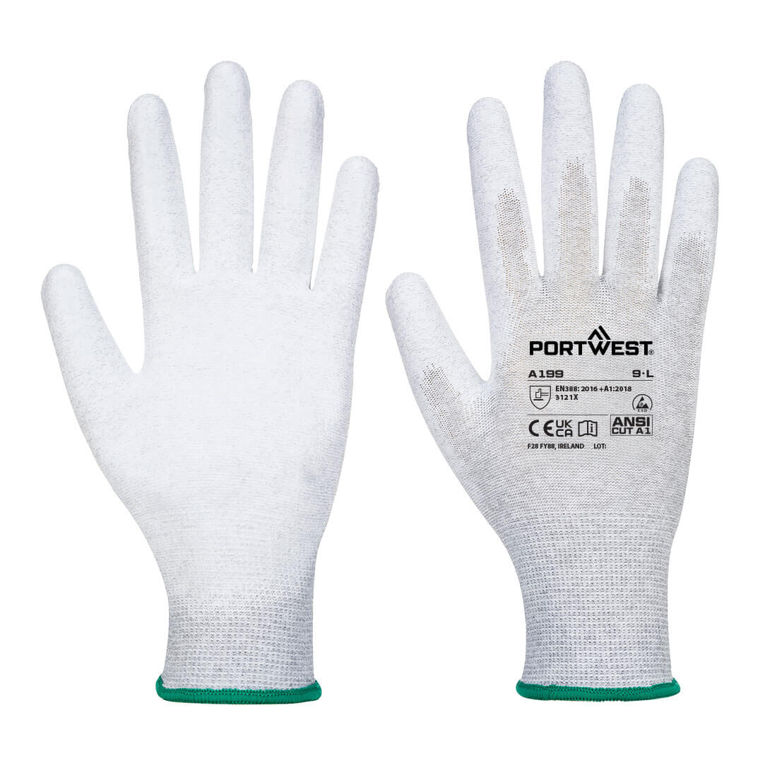 Antistatischer PU-Handflächen Handschuh