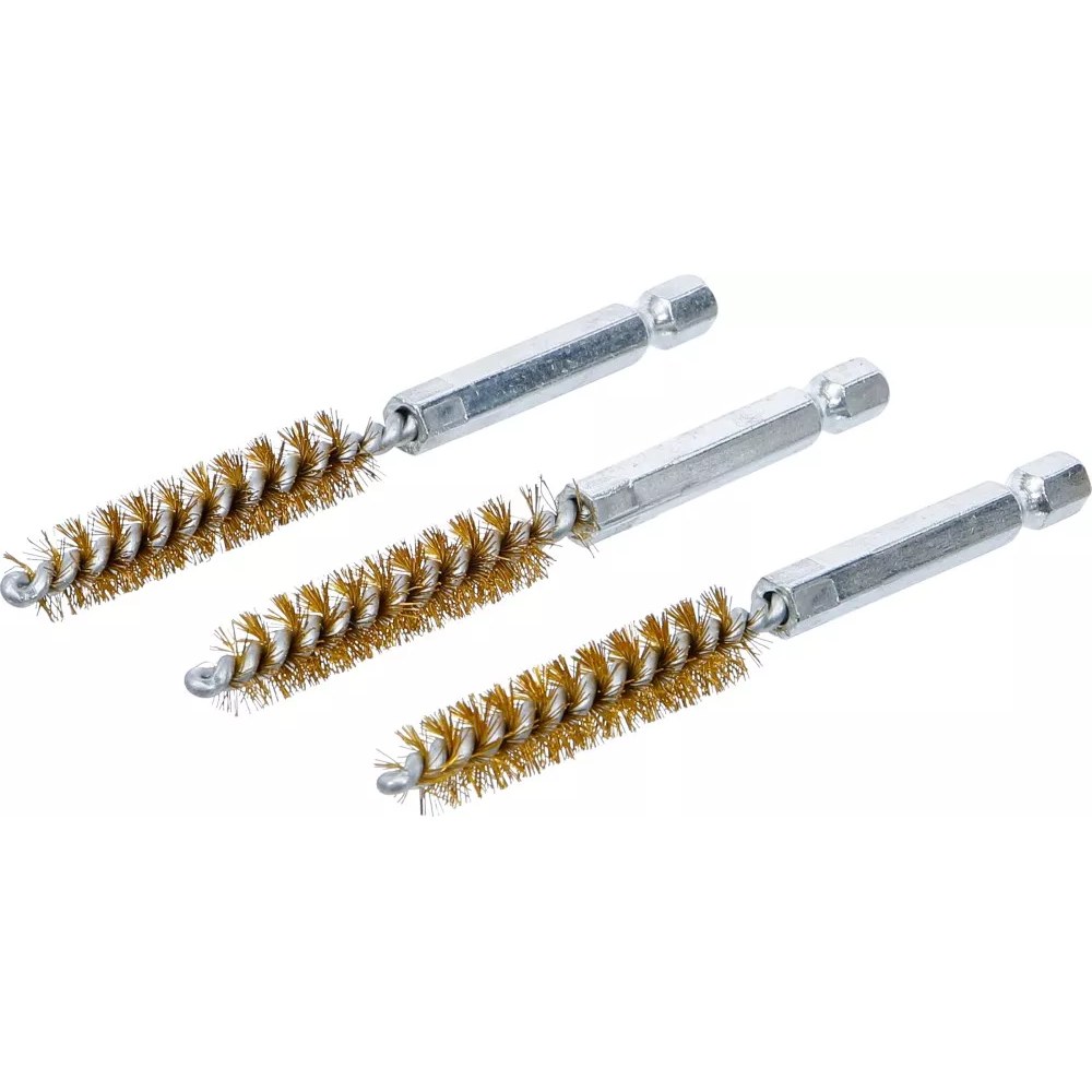 Messingbürste, 10 mm, Antrieb Außensechskant 6,3 mm (1/4"), 3-tlg.