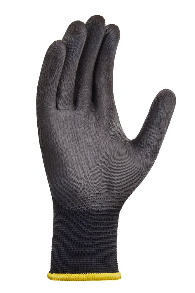 teXXor® Polyester-Strickhandschuhe POLYURETHAN BESCHICHTET schwarz/schwarz