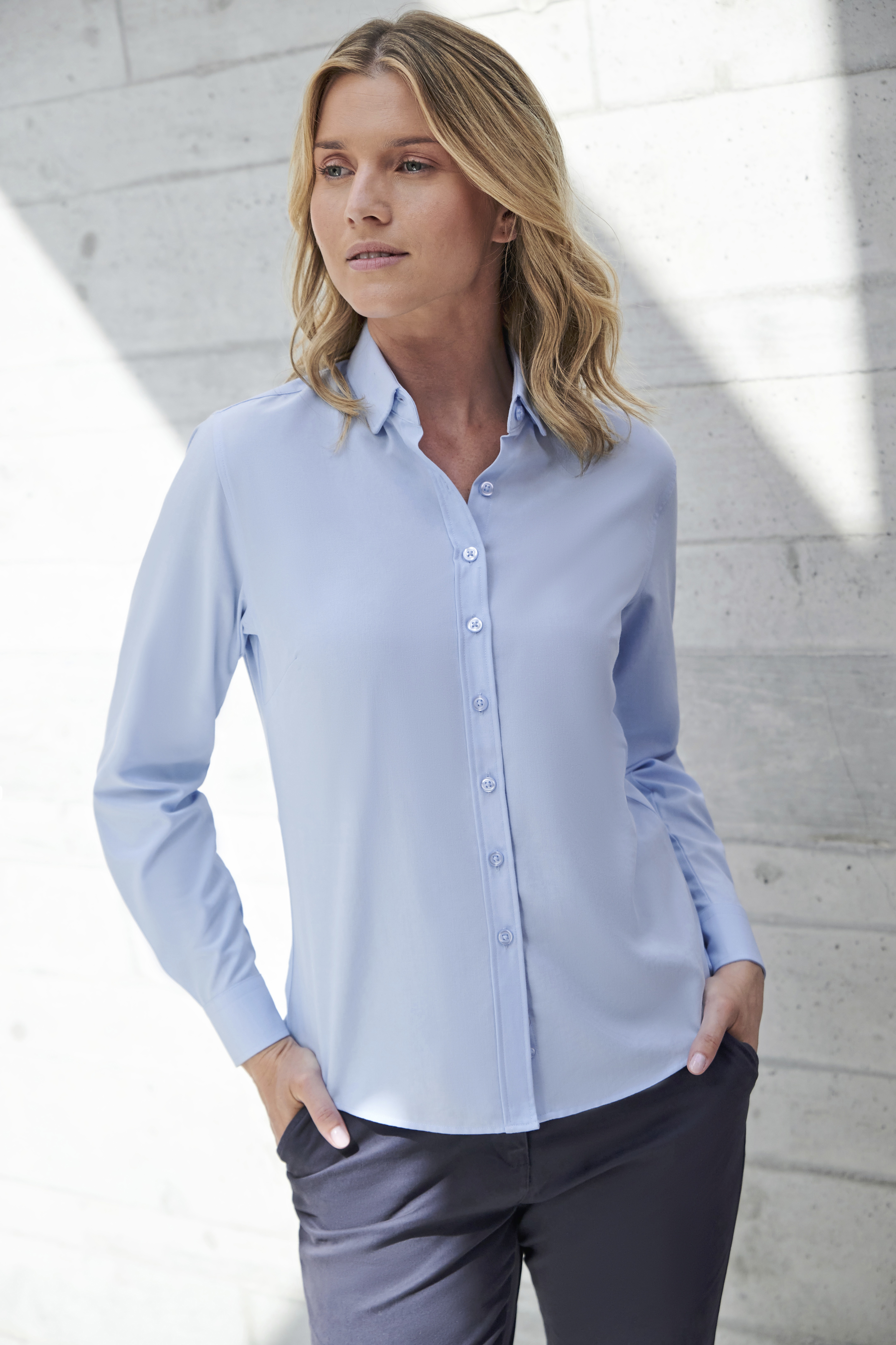 Bluse – Ladies´ Long Sleeved ´Cotton Feel´ Coolplus Shirt