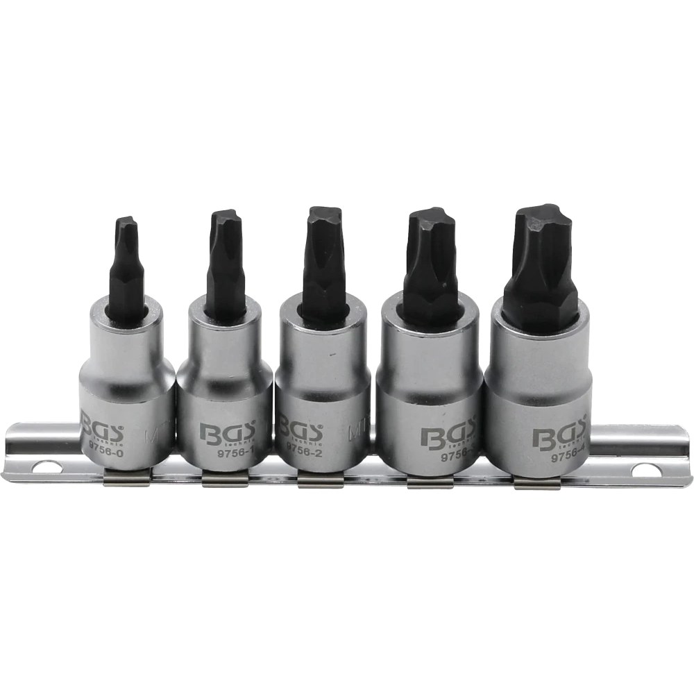 Bit-Einsatz-Satz, Antrieb Innenvierkant 10 mm (3/8"), 4-kant Profil (für MTS-Mortorq) MTS0 - MTS04, 5-tlg.