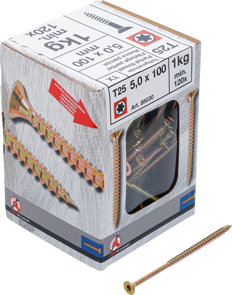 Mehrzweckschrauben, T-Profil ( für Torx) T25, 5,0 x 100 mm, 1 kg / 120 Stück