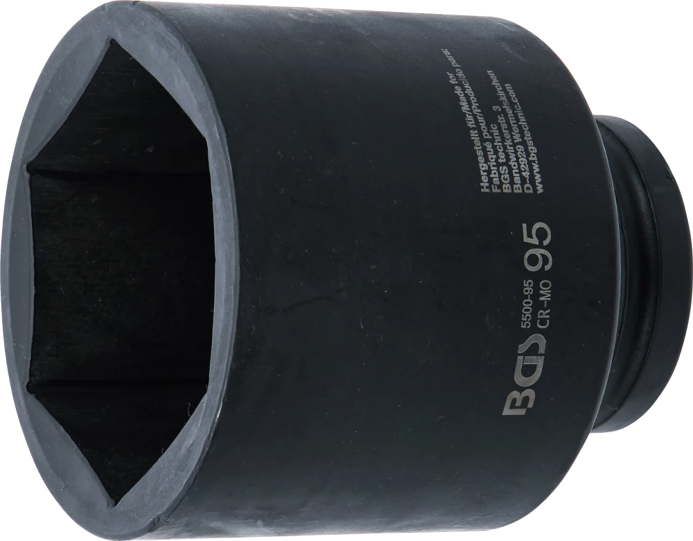 Kraft-Steckschlüssel-Einsatz Sechskant, tief, Antrieb Innenvierkant 25 mm (1"), SW 95 mm