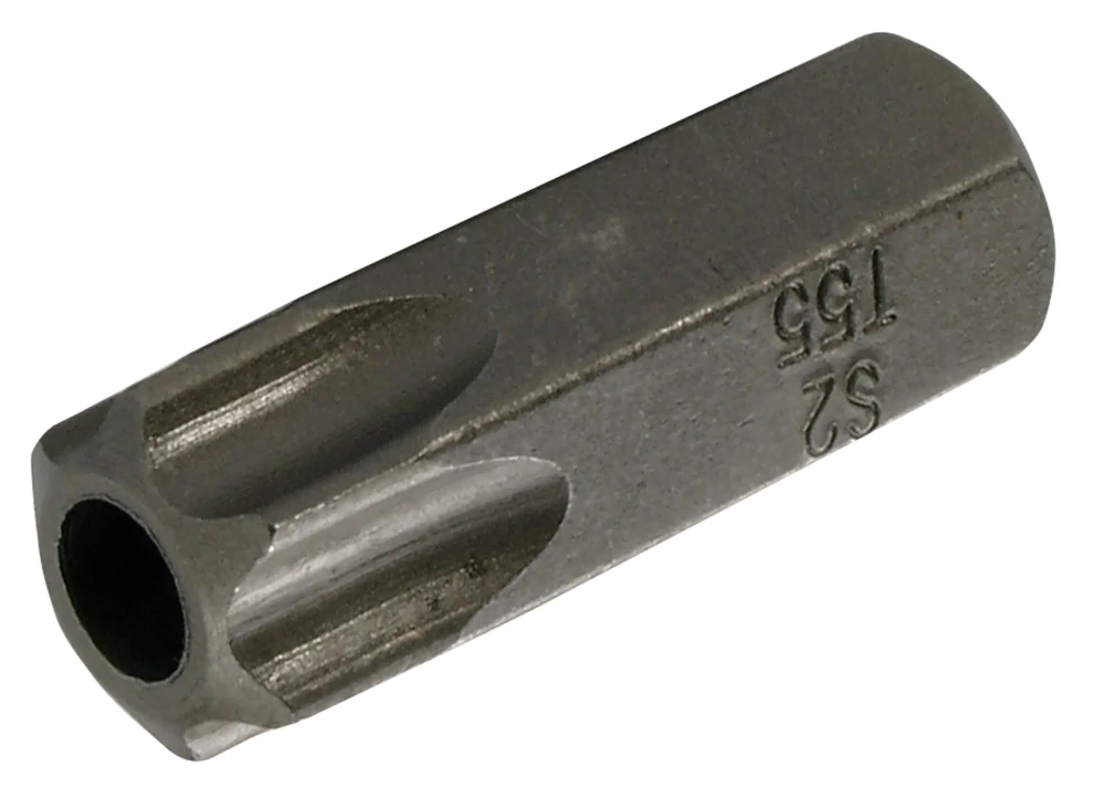 Bit, Länge 30 mm, Antrieb Außensechskant 10 mm (3/8"), T-Profil (für Torx) mit Bohrung T55
