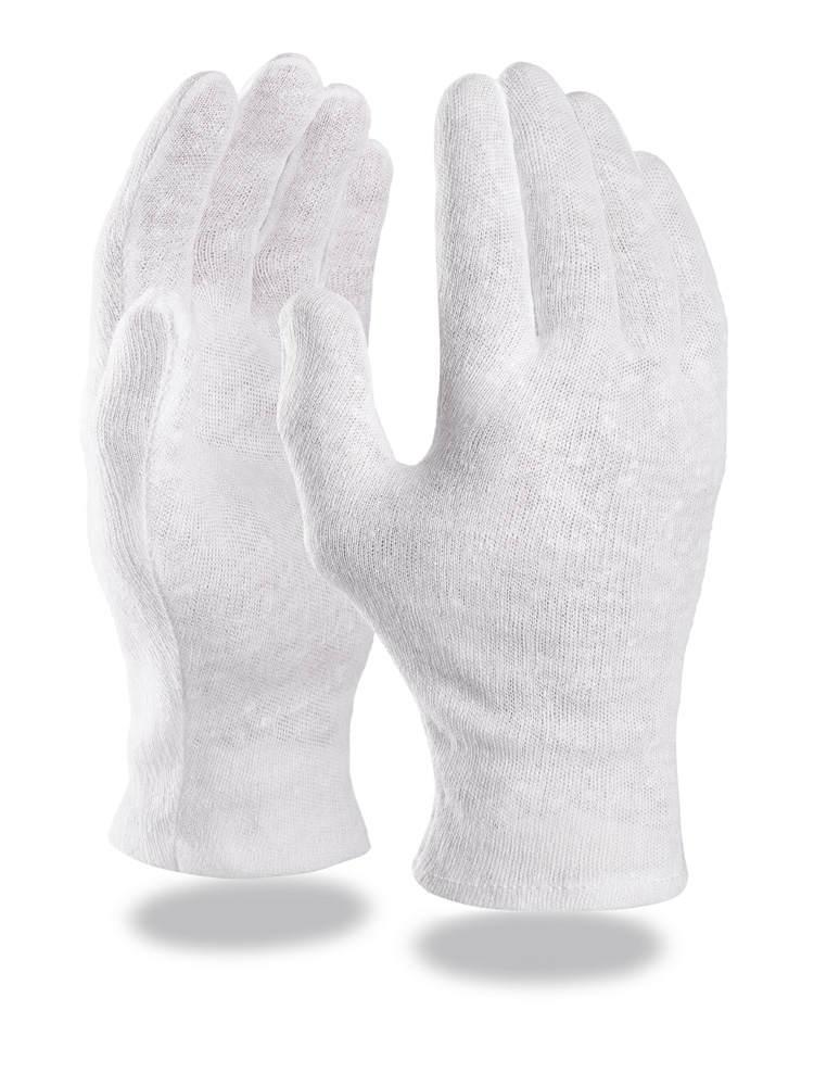 Baumwoll-Trikot-Handschuh | weiß gebleicht | Herrengröße