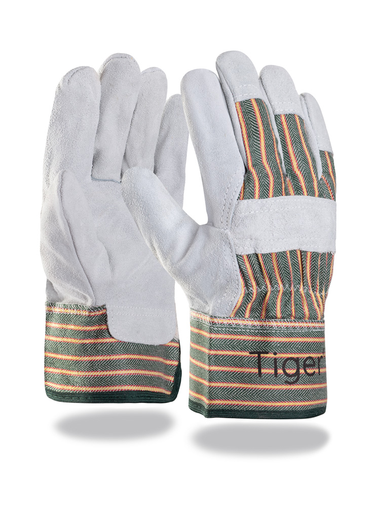 Tiger® | Rindkernspaltlederhandschuh | gummierte Stulpe