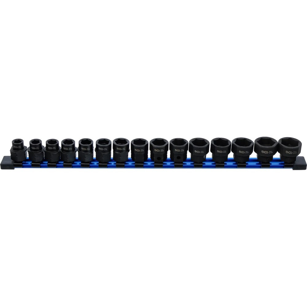 Kraft-Steckschlüssel-Einsatz-Satz Sechskant, extra flach, Antrieb Innenvierkant 12,5 mm (1/2"), SW 10 -24 mm, 15-tlg.
