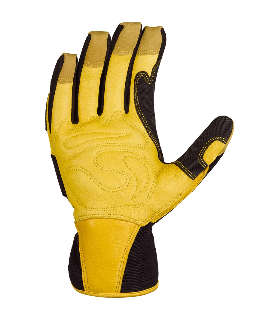 teXXor® Kuhleder-Handschuhe OCALA, SB-Verpackung gelb/schwarz