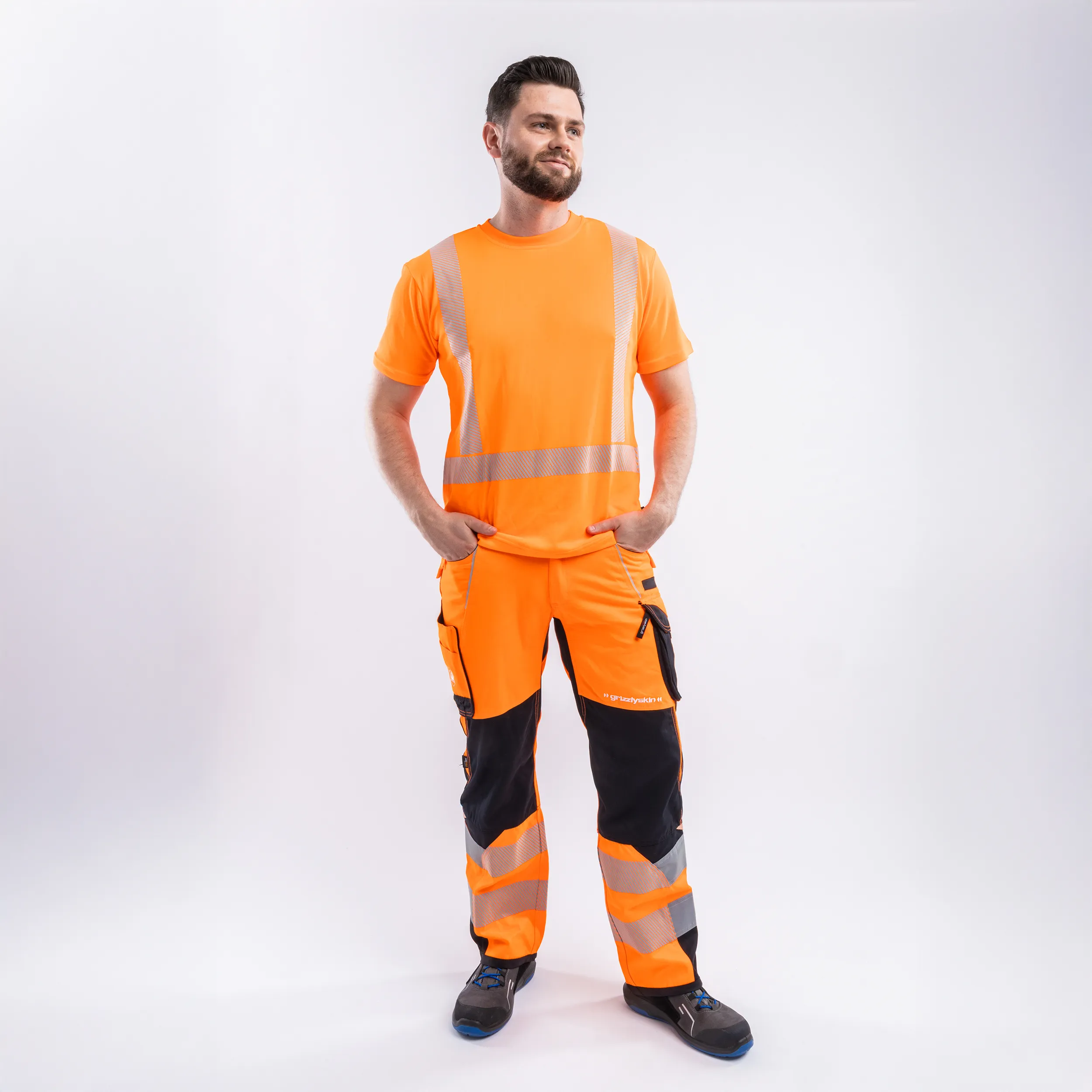 Arbeitshose "Grizzlyskin Warnschutz" aus Lyocell & Cordura
