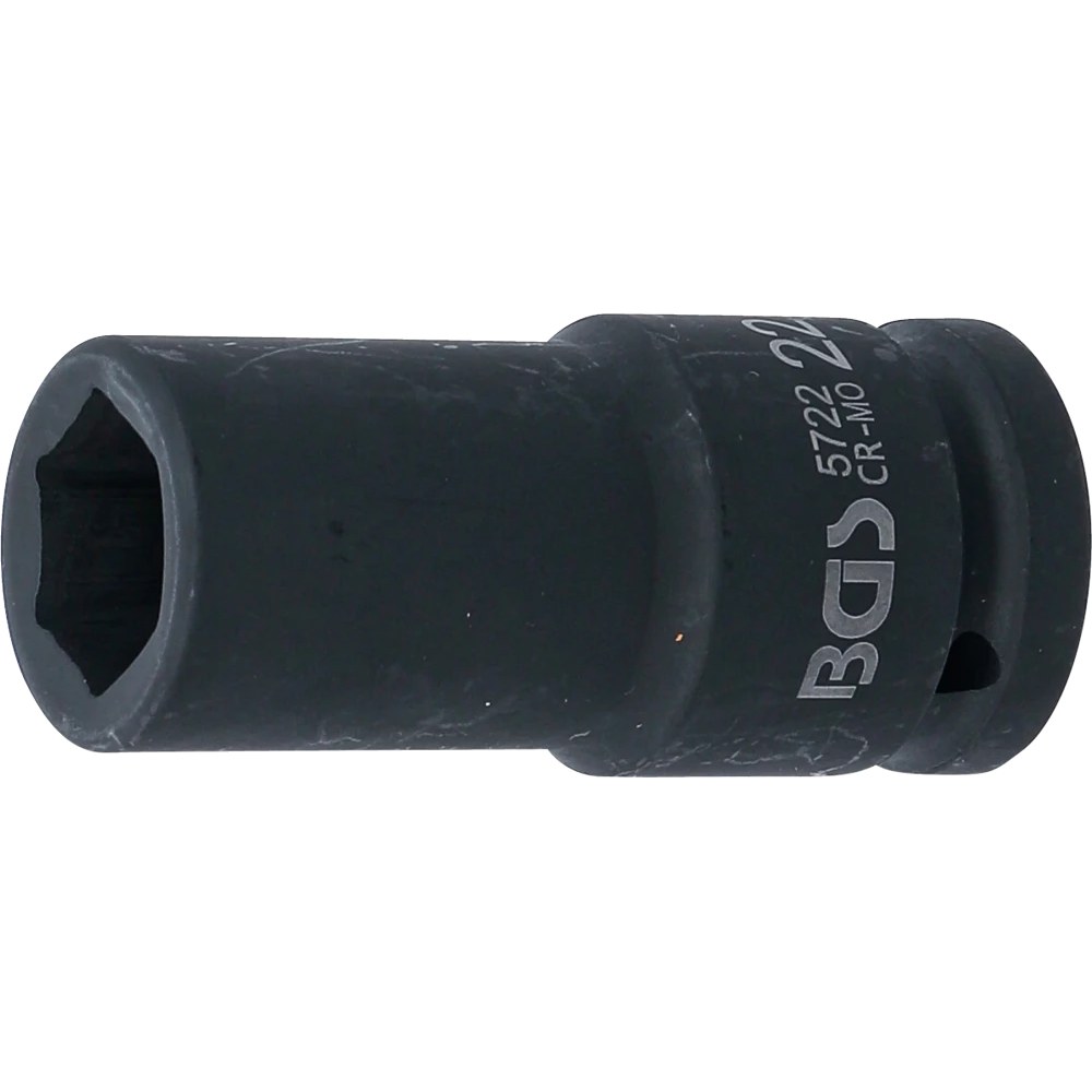 Kraft-Steckschlüssel-Einsatz Sechskant, tief, Antrieb Innenvierkant 20 mm (3/4"), SW 22 mm