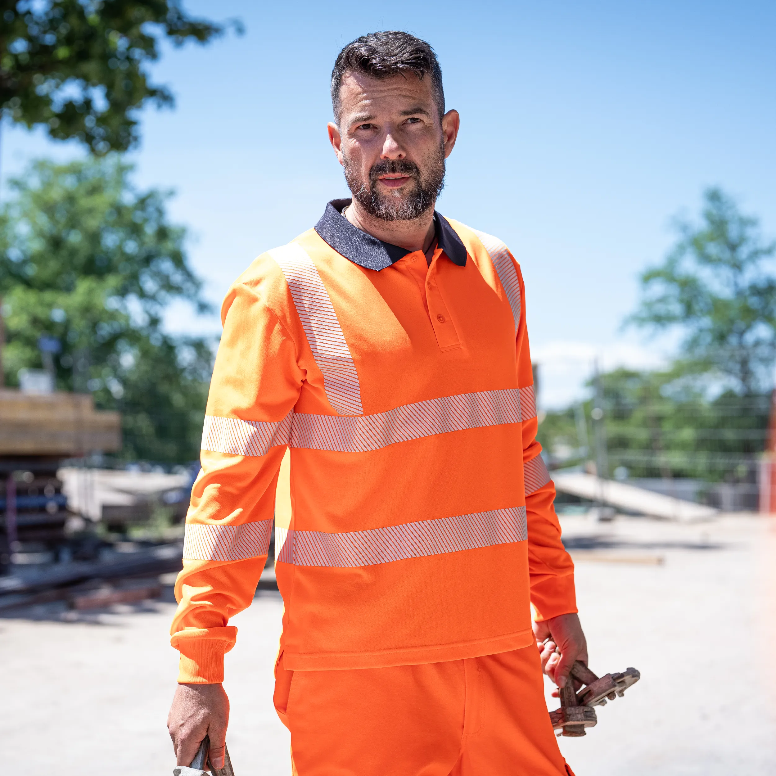 Lyocell Langarm-Poloshirt "Allround Warnschutz" mit UV-Schutz