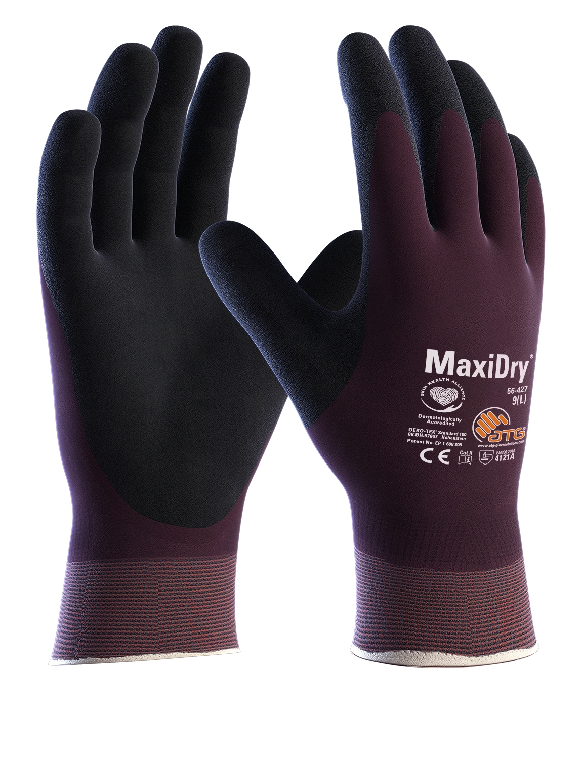 MaxiDry® Nylon-Strickhandschuhe (56-427) lila/schwarz